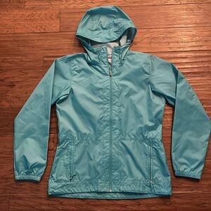 COLUMBIA Women’s Nylon Teal Hooded Windbreaker Size S